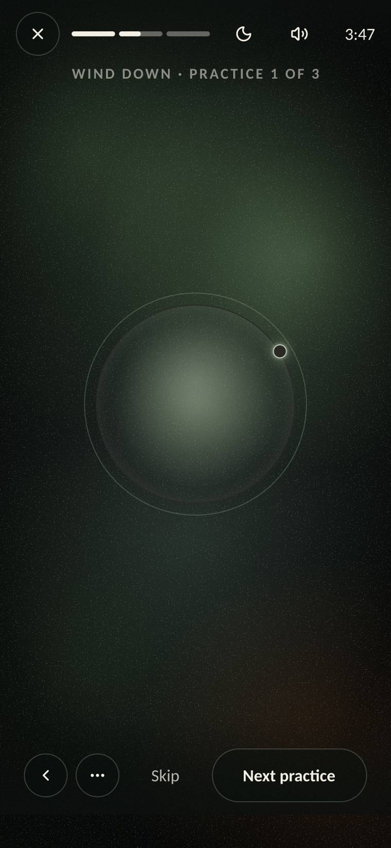 Nurii app - Guided practice that dims as it goes