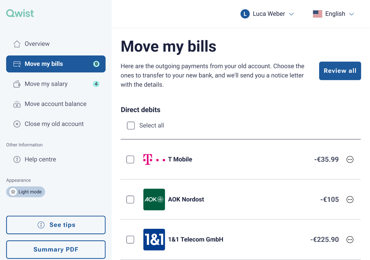 Move my bills - laptop