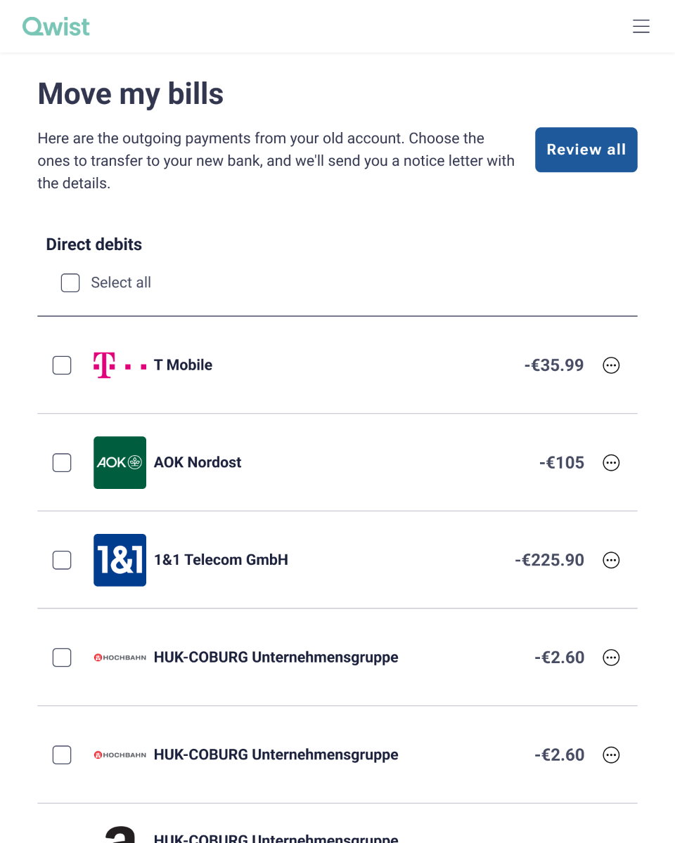 Move my bills - tablet