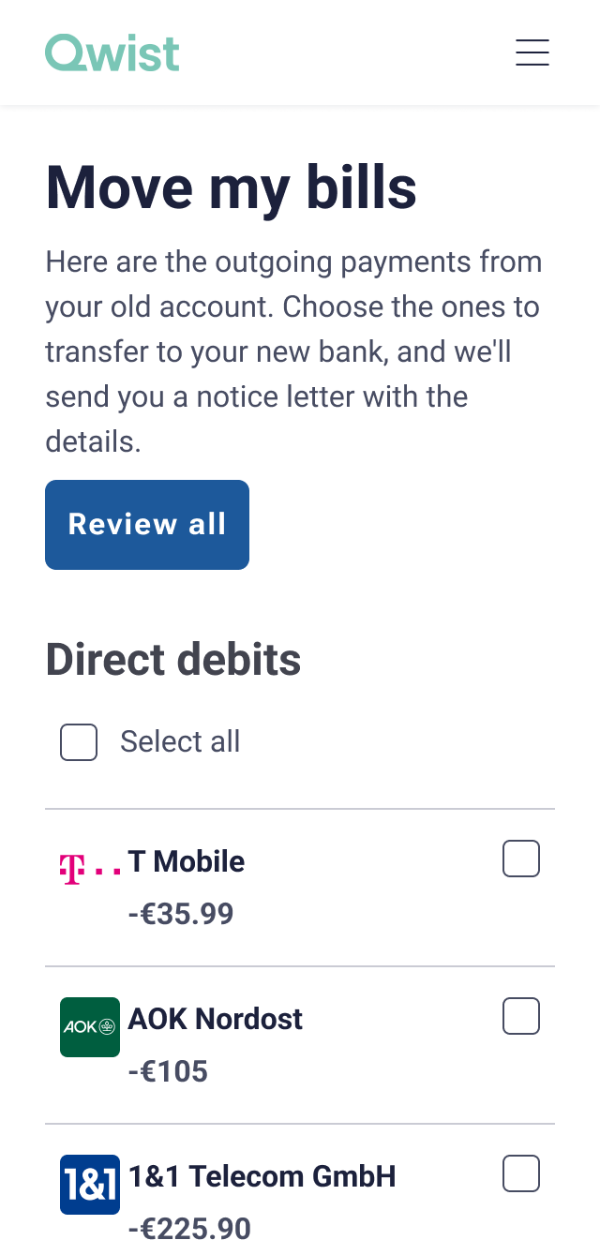 Move my bills - mobile