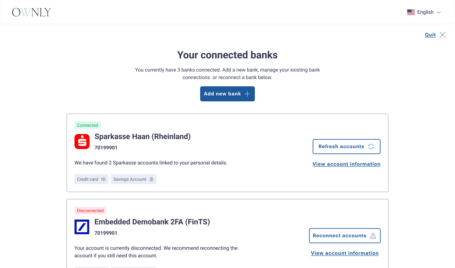 Connected banks - redesigned