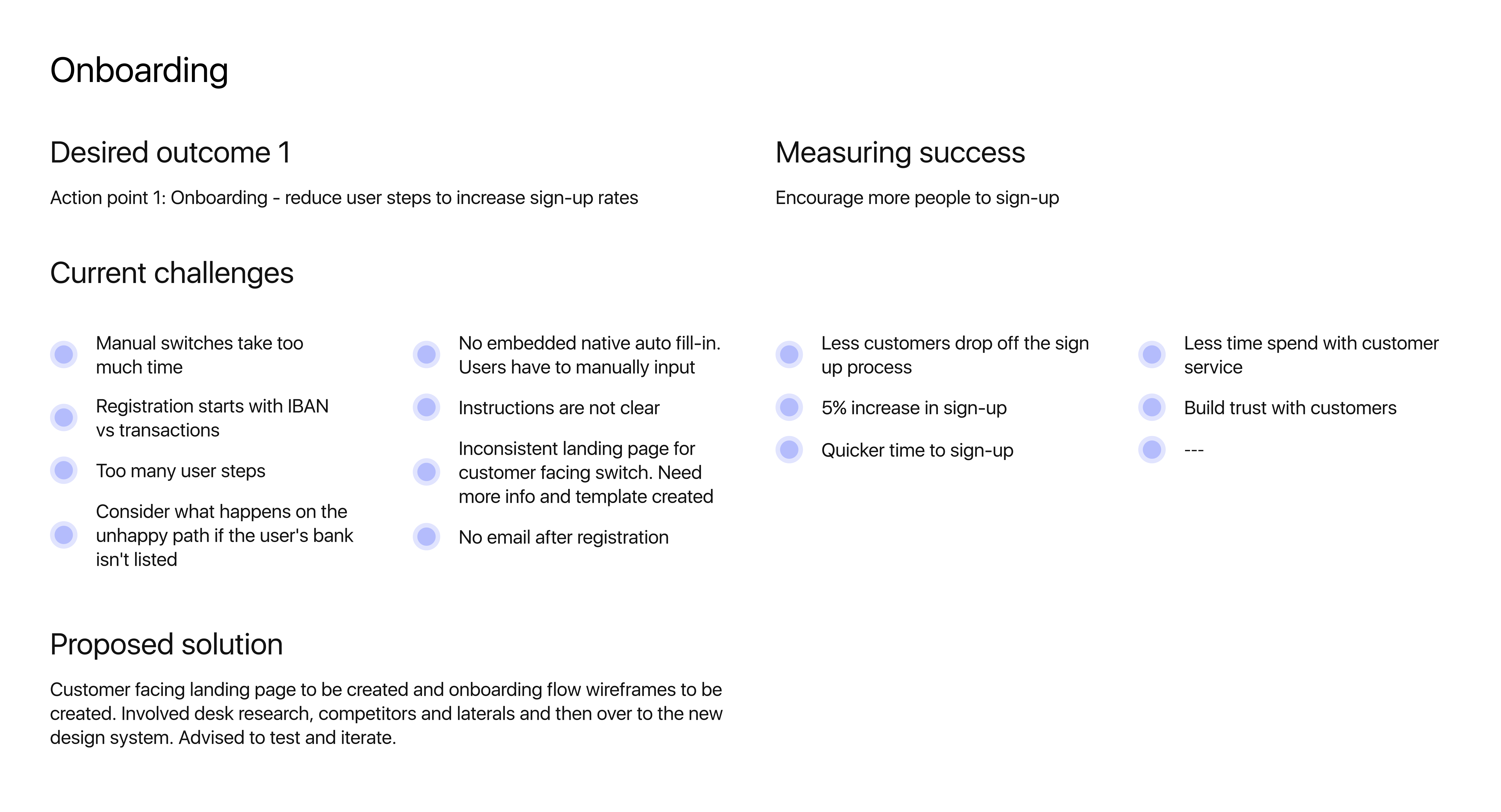 Onboarding action points